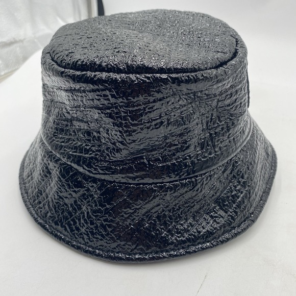 Maje Bucket Hat Black‎ Vinyl Textured Pattern New With Tags Size TU OSFM main image 12